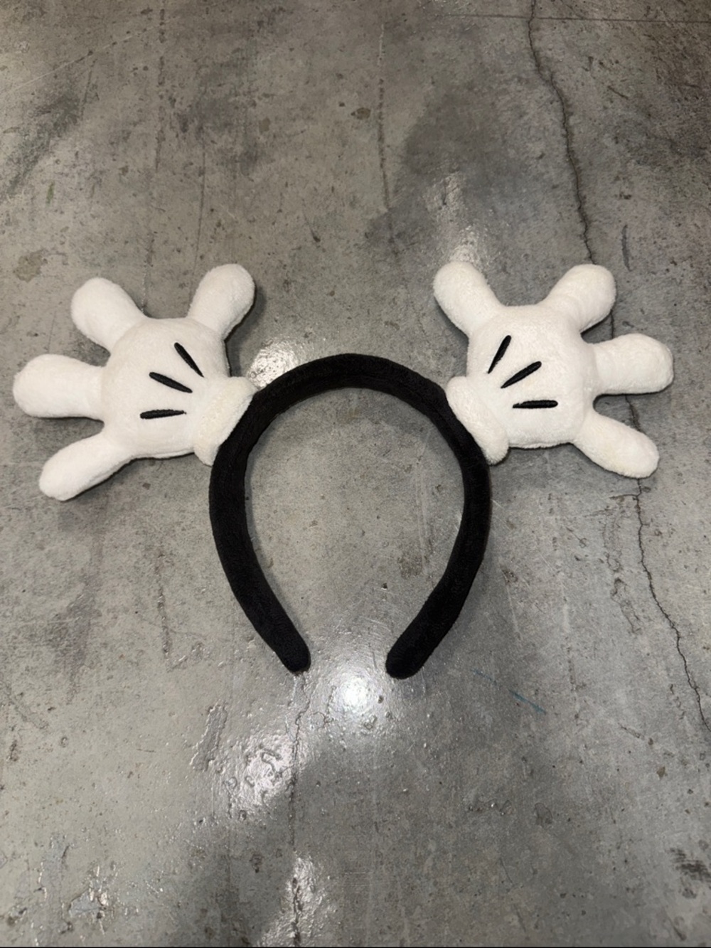 Mickey Disney Headband with White Plush Glove Ears